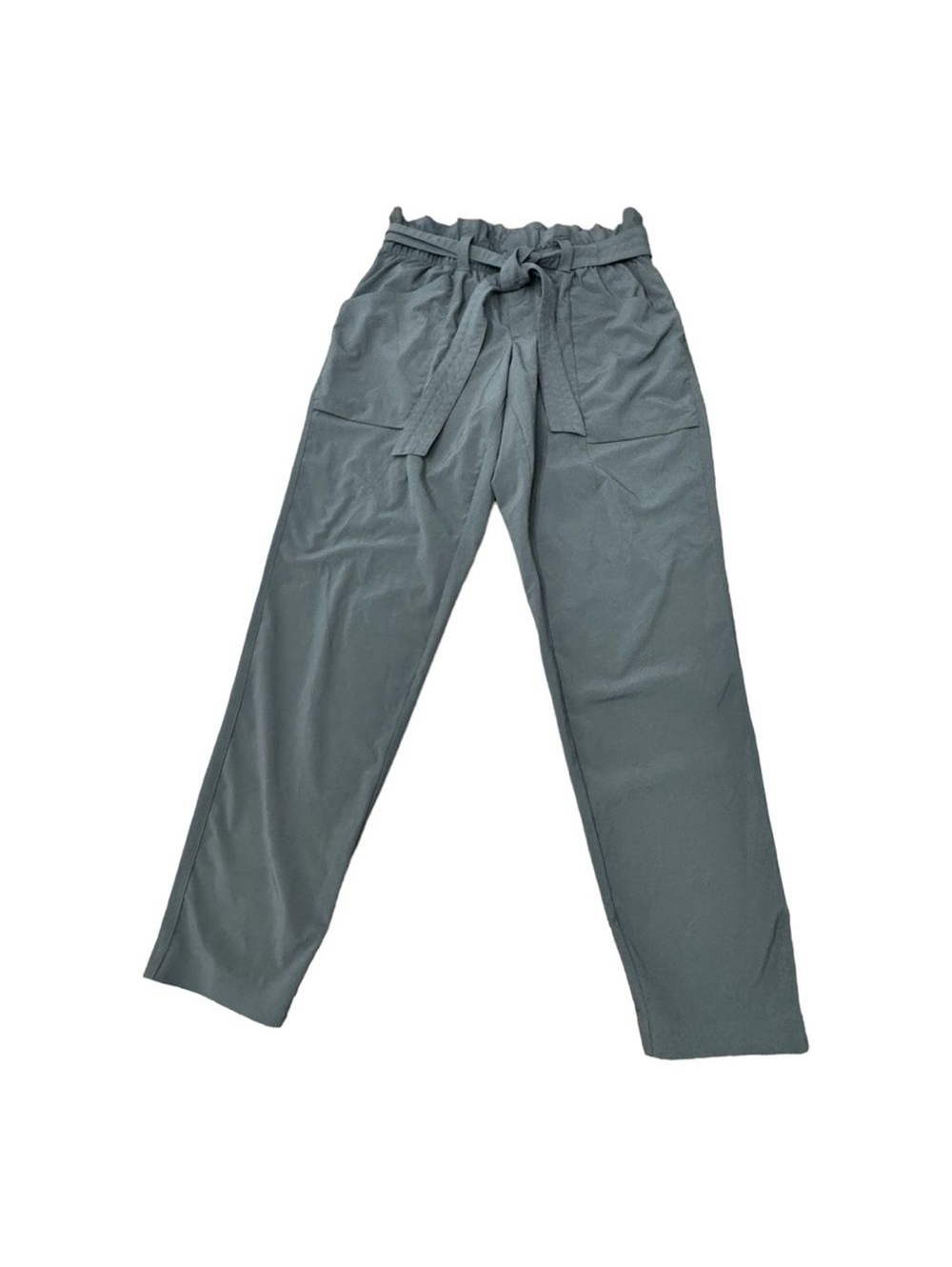 Athleta Skyline Paper Bag Waist Pants Olive Gray 292915-03 Travel Women’s Sz 4